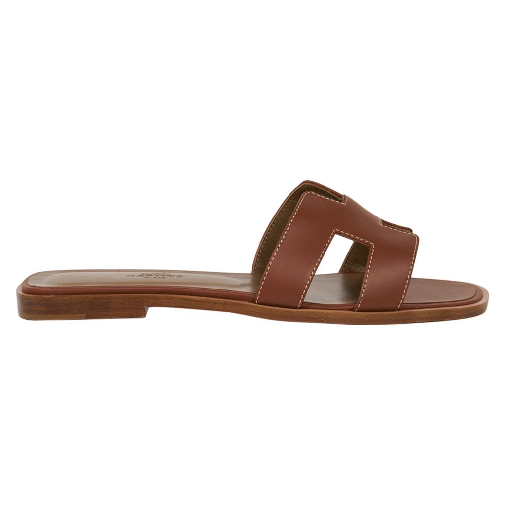 Hermes Sandal Flat Oran 'Gold Box Calfskin Mightychic'
