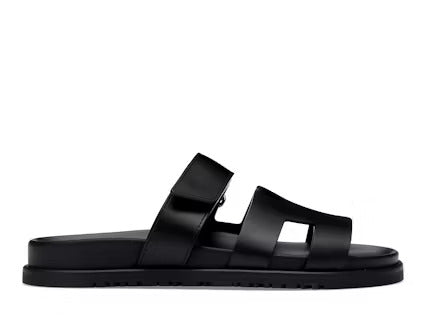 Hermes Chypre Sandal 'Noir Calfskin Leather'